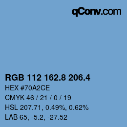 カラーコード: RGB 112 162.8 206.4 | qconv.com