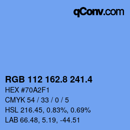 カラーコード: RGB 112 162.8 241.4 | qconv.com