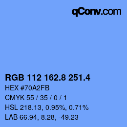 カラーコード: RGB 112 162.8 251.4 | qconv.com
