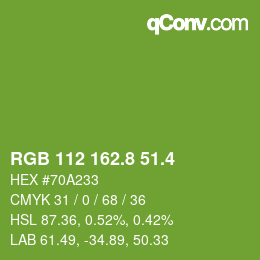 カラーコード: RGB 112 162.8 51.4 | qconv.com