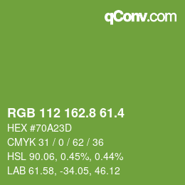 カラーコード: RGB 112 162.8 61.4 | qconv.com