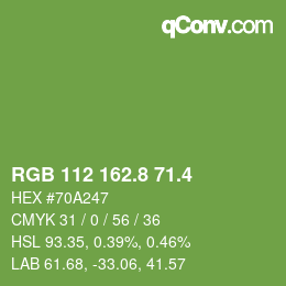 カラーコード: RGB 112 162.8 71.4 | qconv.com