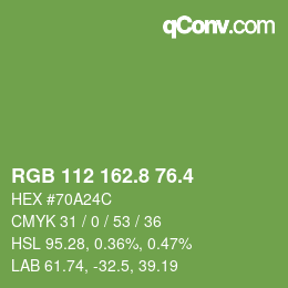 カラーコード: RGB 112 162.8 76.4 | qconv.com
