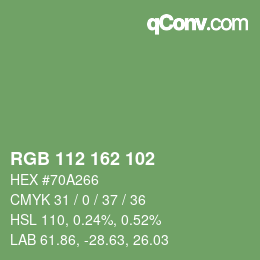 Color code: RGB 112 162 102 | qconv.com