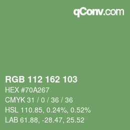 颜色代码: RGB 112 162 103 | qconv.com
