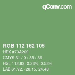 カラーコード: RGB 112 162 105 | qconv.com
