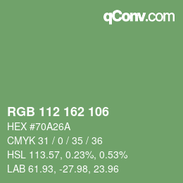 Farbcode: RGB 112 162 106 | qconv.com