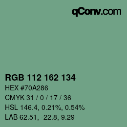 Color code: RGB 112 162 134 | qconv.com