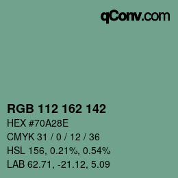 Color code: RGB 112 162 142 | qconv.com
