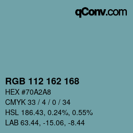 Color code: RGB 112 162 168 | qconv.com