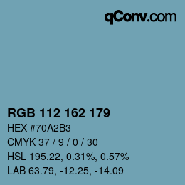 Farbcode: RGB 112 162 179 | qconv.com