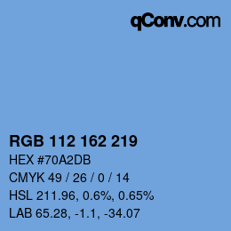 Color code: RGB 112 162 219 | qconv.com