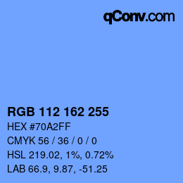 Color code: RGB 112 162 255 | qconv.com