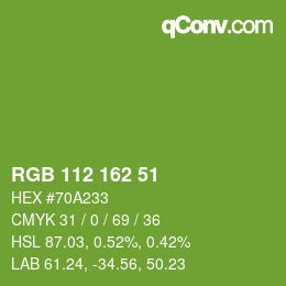 カラーコード: RGB 112 162 51 | qconv.com