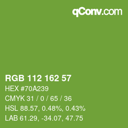 カラーコード: RGB 112 162 57 | qconv.com