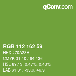 Color code: RGB 112 162 59 | qconv.com