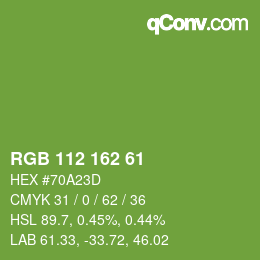 カラーコード: RGB 112 162 61 | qconv.com