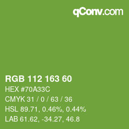 カラーコード: RGB 112 163 60 | qconv.com