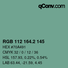 カラーコード: RGB 112 164.2 145 | qconv.com