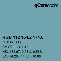 カラーコード: RGB 112 164.2 174.6 | qconv.com