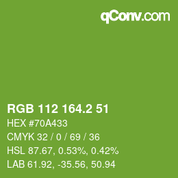 カラーコード: RGB 112 164.2 51 | qconv.com