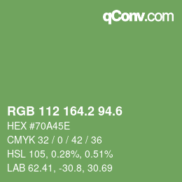 カラーコード: RGB 112 164.2 94.6 | qconv.com