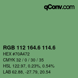 カラーコード: RGB 112 164.6 114.6 | qconv.com