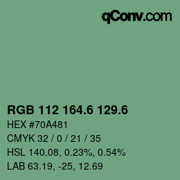 カラーコード: RGB 112 164.6 129.6 | qconv.com
