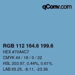 カラーコード: RGB 112 164.6 199.6 | qconv.com