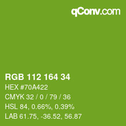 カラーコード: RGB 112 164 34 | qconv.com