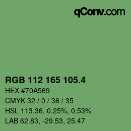 カラーコード: RGB 112 165 105.4 | qconv.com
