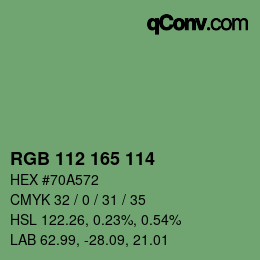 カラーコード: RGB 112 165 114 | qconv.com