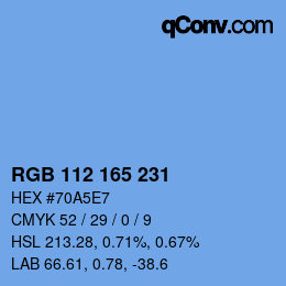 Color code: RGB 112 165 231 | qconv.com