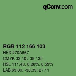 Color code: RGB 112 166 103 | qconv.com