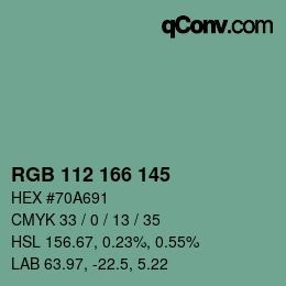 Color code: RGB 112 166 145 | qconv.com