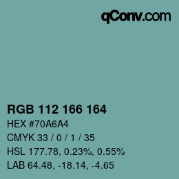 Color code: RGB 112 166 164 | qconv.com