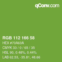 Color code: RGB 112 166 58 | qconv.com