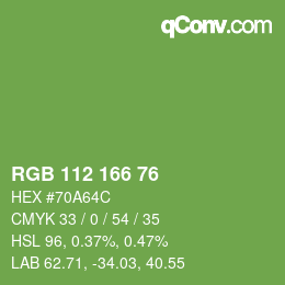 Color code: RGB 112 166 76 | qconv.com