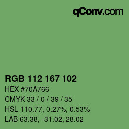 Color code: RGB 112 167 102 | qconv.com