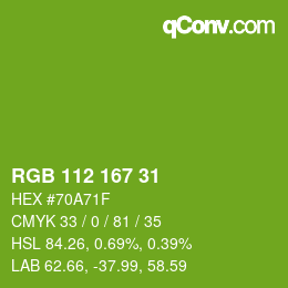 Color code: RGB 112 167 31 | qconv.com