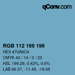 Color code: RGB 112 169 196 | qconv.com