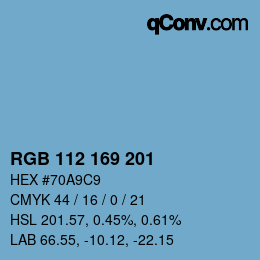 颜色代码: RGB 112 169 201 | qconv.com