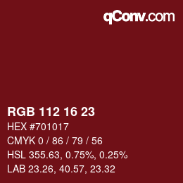 Color code: RGB 112 16 23 | qconv.com