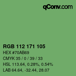 颜色代码: RGB 112 171 105 | qconv.com