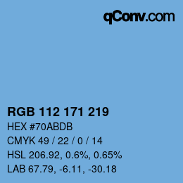 Color code: RGB 112 171 219 | qconv.com