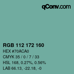 Color code: RGB 112 172 160 | qconv.com