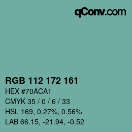 Color code: RGB 112 172 161 | qconv.com