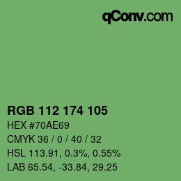 Color code: RGB 112 174 105 | qconv.com