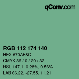 Color code: RGB 112 174 140 | qconv.com