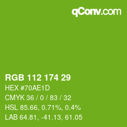Color code: RGB 112 174 29 | qconv.com